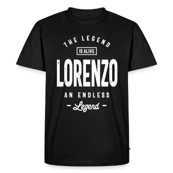 Lorenzo Nom personnalisé Cadeau d’anniversaire - T-shirt Premium bio Homme - noir - Devant - Nico (187cm)