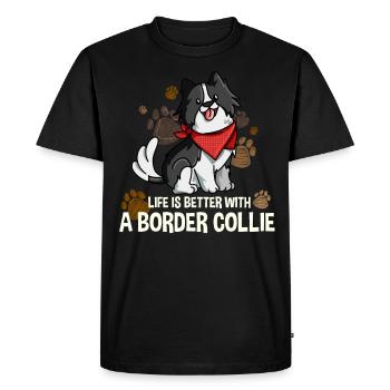 Border Collie Drôle de cadeau chien - T-shirt Premium bio Homme - noir - Devant - Nico (187cm)
