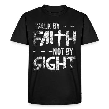Marche par la foi croyants de la foi religion croix de l'église - T-shirt Premium bio Homme - noir - Devant - Nico (187cm)