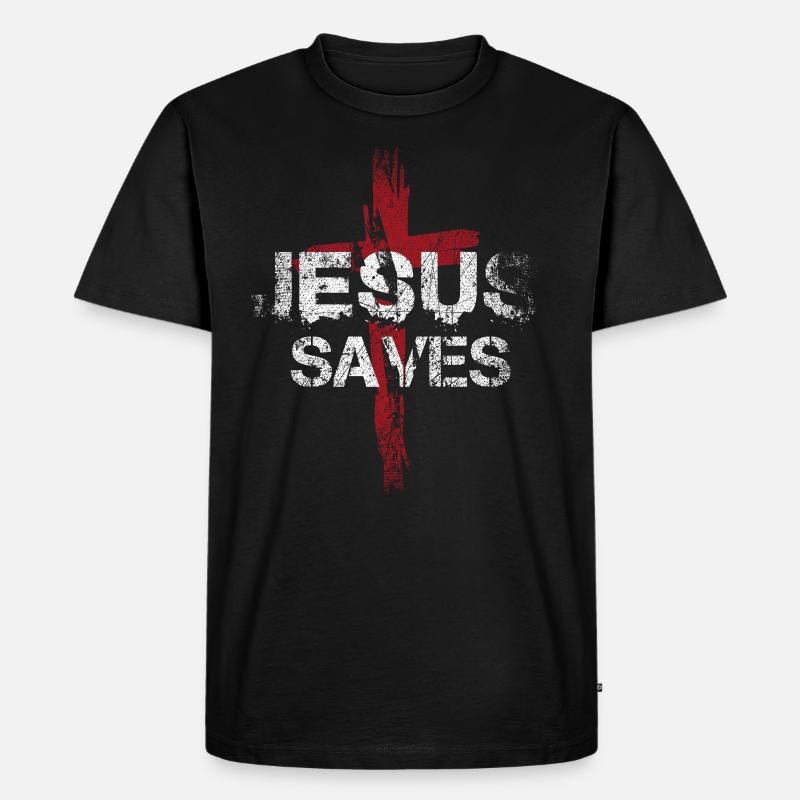 Jesus Saves - Männer Premium Bio T-Shirt - Schwarz