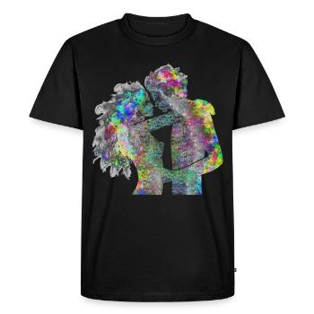 Couple d'amoureux psychédélique - T-shirt Premium bio Homme - noir - Devant - Nico (187cm)