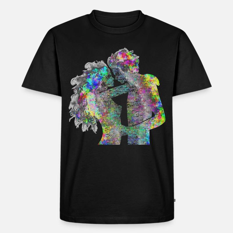 Psychedelisches Liebespaar - Männer Premium Bio T-Shirt - Schwarz