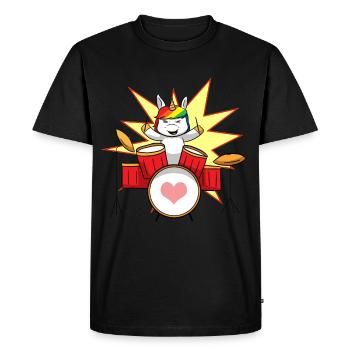 Unicorn drums drums - T-shirt Premium bio Homme - noir - Devant - Nico (187cm)