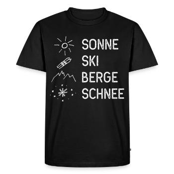 Soleil, ski, montagne, neige - T-shirt Premium bio Homme - noir - Devant - Nico (187cm)