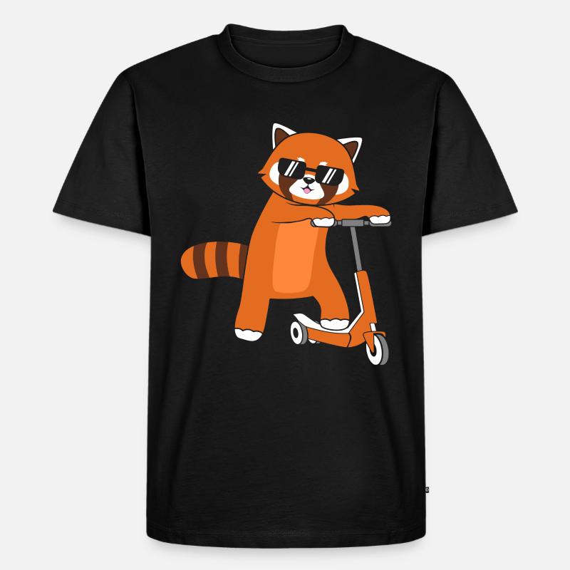 Red Panda E Scooting Scooting Roller - Herre Premium økologisk T-shirt - sort
