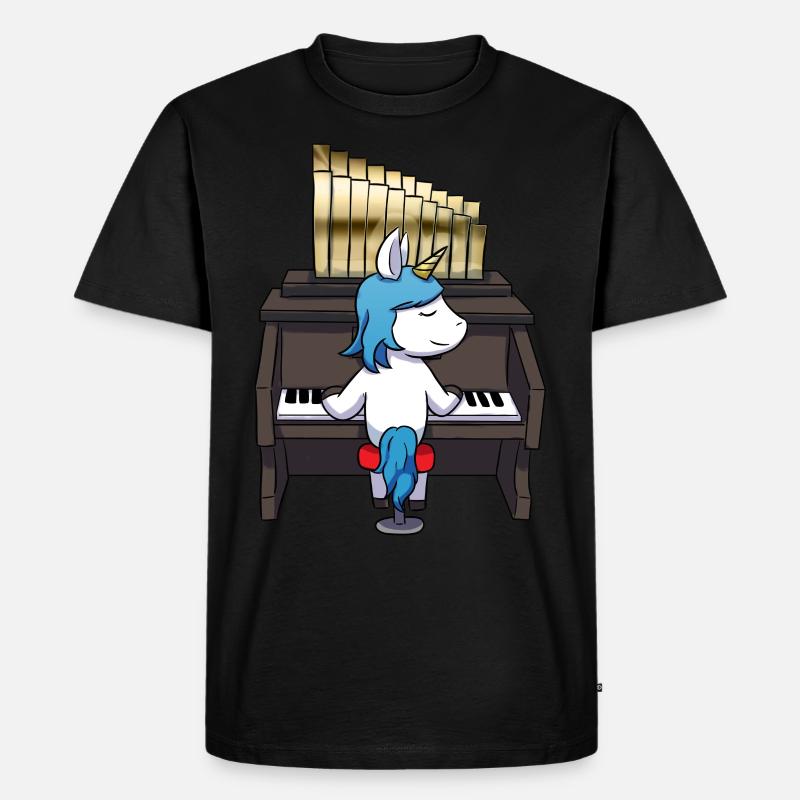 Einhorn Orgel - Männer Premium Bio T-Shirt - Schwarz