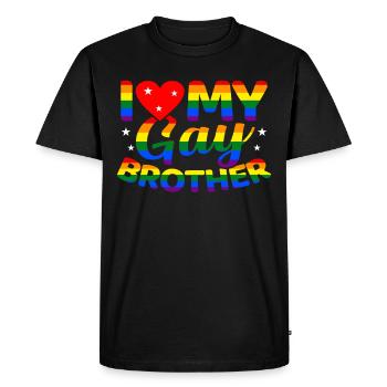 J'aime mon frère gay LGBT Pride - T-shirt Premium bio Homme - noir - Devant - Nico (187cm)