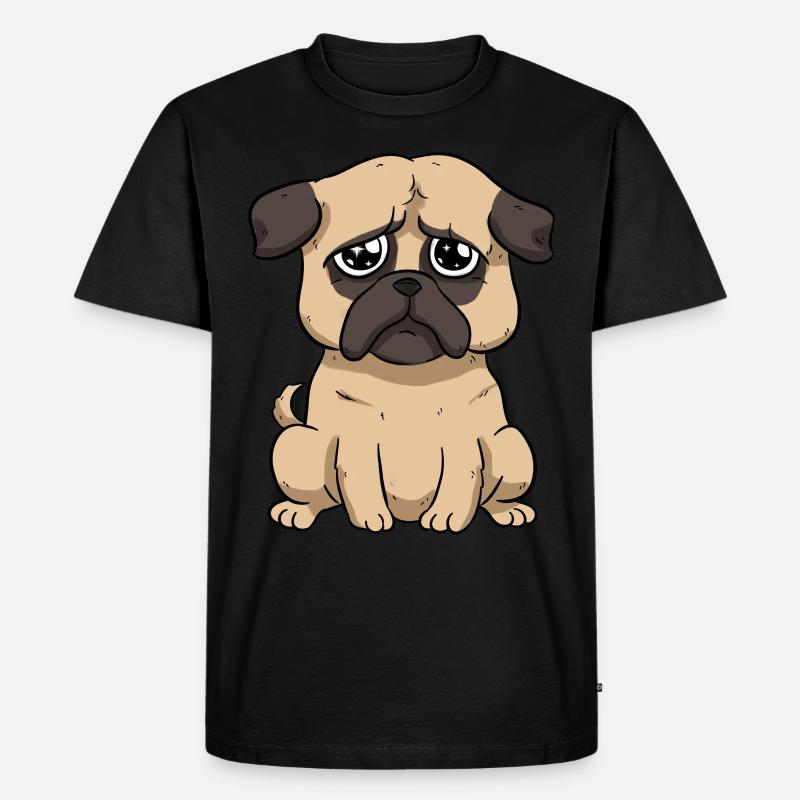Trauriger Mops - Männer Premium Bio T-Shirt - Schwarz