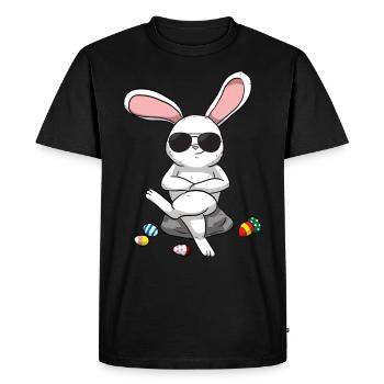 Lapin de Pâques Lapin de Pâques Oeufs de Pâques frais - T-shirt Premium bio Homme - noir - Devant - Nico (187cm)