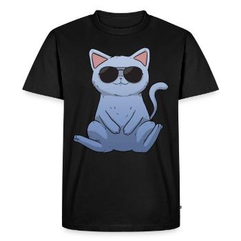 Lunettes de soleil chat cool Lunettes de soleil chat - T-shirt Premium bio Homme - noir - Devant - Nico (187cm)