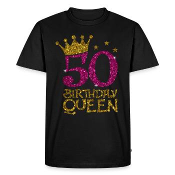 50 Birthday Queen Bday - Men's Premium Organic T-Shirt - black - Front - Nico (187cm)