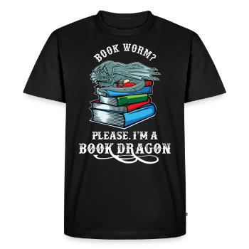 Bookworm? S'il te plait, je suis un livre dragon - T-shirt Premium bio Homme - noir - Devant - Nico (187cm)