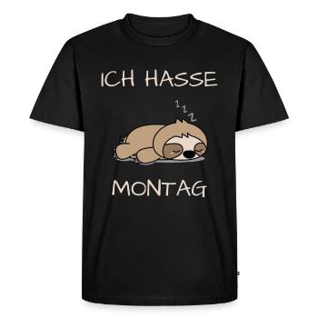 I hate Monday chic chill out sloth - Men's Premium Organic T-Shirt - black - Front - Nico (187cm)