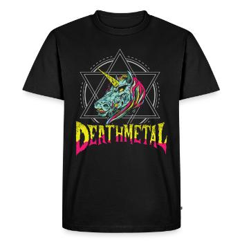 T-shirt du festival UNICORN DE METAL MORT | licorne - T-shirt Premium bio Homme - noir - Devant - Nico (187cm)