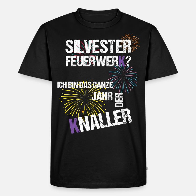 Silvester Neujahr - Männer Premium Bio T-Shirt - Schwarz