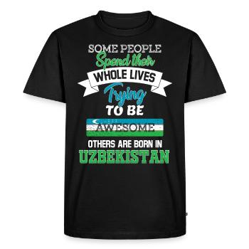 Born in Uzbekistan - Men's Premium Organic T-Shirt - black - Front - Nico (187cm)