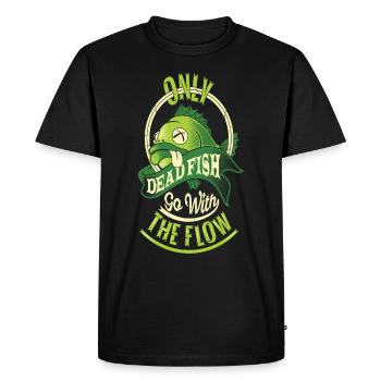 SEULEMENT LES POISSONS MORTS AVEC LE FLUX - T-shirt Premium bio Homme - noir - Devant - Nico (187cm)