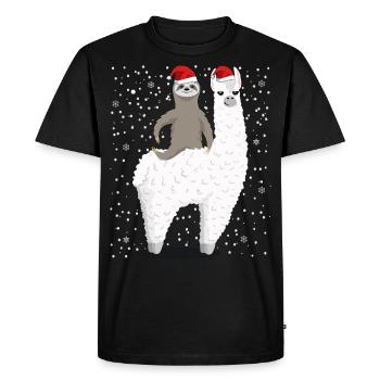 Santa Sloth Riding Llama Reindeer Christmas - T-shirt Premium bio Homme - noir - Devant - Nico (187cm)