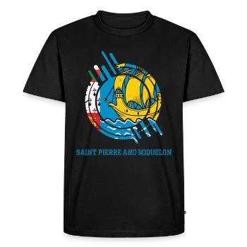 Saint Pierre et Miquelon rond signe pays couleur - T-shirt Premium bio Homme - noir - Devant - Nico (187cm)