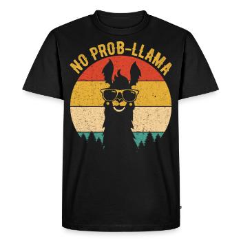 NO PROB-LLAMA Shirts Vintage Llama Alpaca - T-shirt Premium bio Homme - noir - Devant - Nico (187cm)