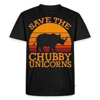 Funny Save the Chubby Unicorns Fat Rhino Vintage - T-shirt Premium bio Homme - noir - Devant - Nico (187cm)