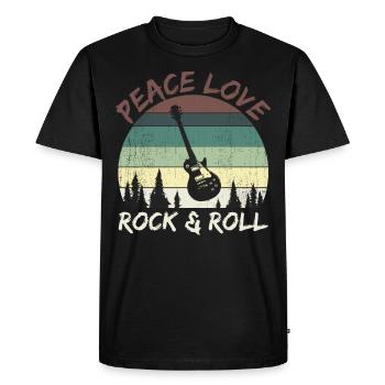 Peace Love Rock and Roll Guitar Retro - T-shirt Premium bio Homme - noir - Devant - Nico (187cm)