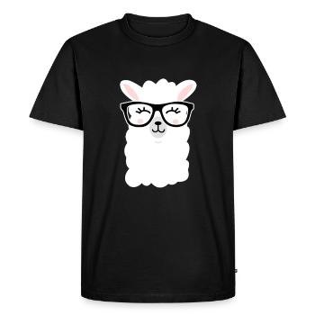 Lama mignon nerd nerd alpaga lunettes cool animal de compagnie - T-shirt Premium bio Homme - noir - Devant - Nico (187cm)