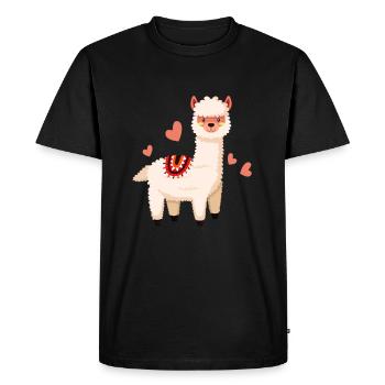 Lama mignon amour coeur alpaga animal de compagnie - T-shirt Premium bio Homme - noir - Devant - Nico (187cm)