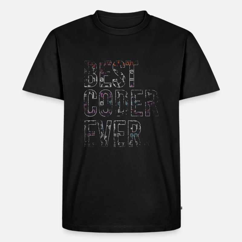 Best Coder Ever Coding - Männer Premium Bio T-Shirt - Schwarz