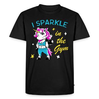 Cadeau de licorne drôle d'entraînement de fitness pour femmes - T-shirt Premium bio Homme - noir - Devant - Nico (187cm)
