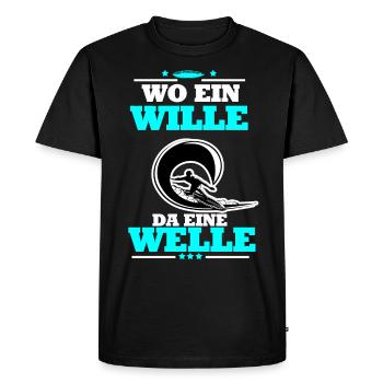 Surf Drôle proverbe Volonté de surf surf surfeur - T-shirt Premium bio Homme - noir - Devant - Nico (187cm)