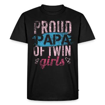 Proud Papa Twin Girls Dad Father's Day twins father - Men's Premium Organic T-Shirt - black - Front - Nico (187cm)