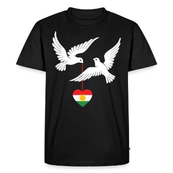 Kurdistan design Kurdish flag with two doves - Men's Premium Organic T-Shirt - black - Front - Nico (187cm)