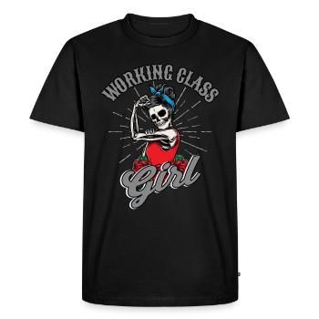Classe ouvrière Fille Rockabilly Femme - T-shirt Premium bio Homme - noir - Devant - Nico (187cm)
