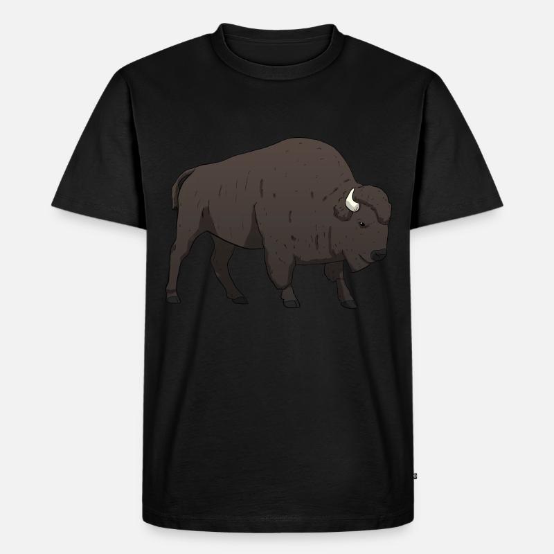 Bison Büffel - Männer Premium Bio T-Shirt - Schwarz