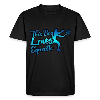 This boy loves squash - Men's Premium Organic T-Shirt - black - Front - Nico (187cm)