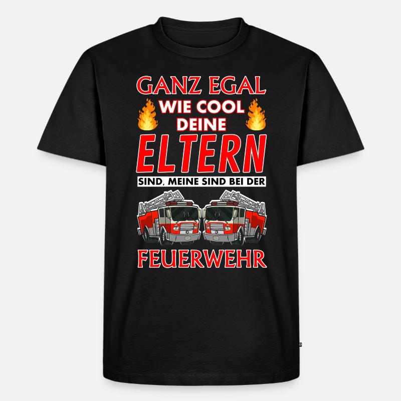 Feuerwehr Eltern Kind - Männer Premium Bio T-Shirt - Schwarz