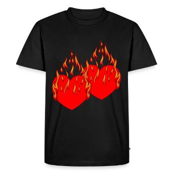 Coeur Valentin Love Flame Romantique - T-shirt Premium bio Homme - noir - Devant - Nico (187cm)