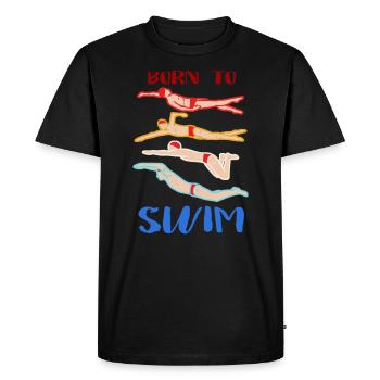 Cadeau de nageur vintage né pour nager - T-shirt Premium bio Homme - noir - Devant - Nico (187cm)