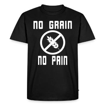 Dire anti-gluten vs Maladie coeliaque Pas de grain, pas de douleur - T-shirt Premium bio Homme - noir - Devant - Nico (187cm)