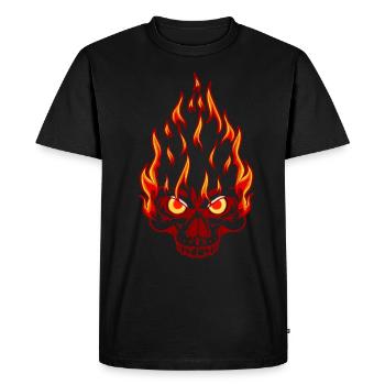 Hardrock Rocker tatouage tête de mort moto flamme - T-shirt Premium bio Homme - noir - Devant - Nico (187cm)