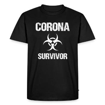 Corona Survivor Virus Grippe Sarkasmus - Männer Premium Bio T-Shirt - Schwarz - Vorne - Nico (187cm)