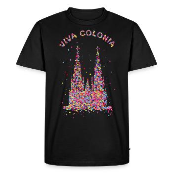 Viva Colonia, Kölner Dom, Konfetti, Facching - Männer Premium Bio T-Shirt - Schwarz - Vorne - Nico (187cm)