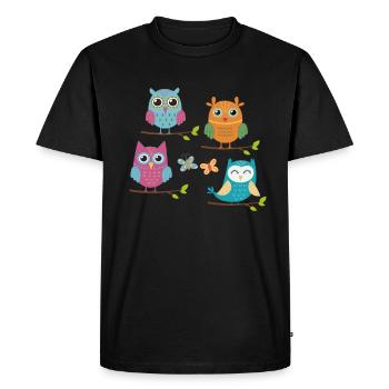 owl - Men's Premium Organic T-Shirt - black - Front - Nico (187cm)