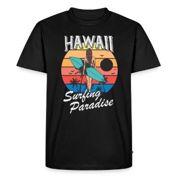 Hawaï surf fille design rétro - T-shirt Premium bio Homme - noir - Devant - Nico (187cm)