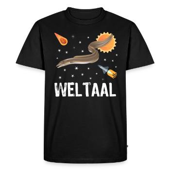 Jeu de mots drôle anguille anguille pêcheur - T-shirt Premium bio Homme - noir - Devant - Nico (187cm)