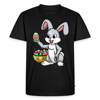 Osterhase Pâques oeufs Oeufs Joyeuses Pâques Enfant - T-shirt Premium bio Homme - noir - Devant - Nico (187cm)