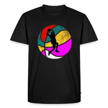 Basketball vintage retro 60s 70s gift - Men's Premium Organic T-Shirt - black - Front - Nico (187cm)