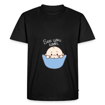 Annonce grossesse devenir mère - T-shirt Premium bio Homme - noir - Devant - Nico (187cm)