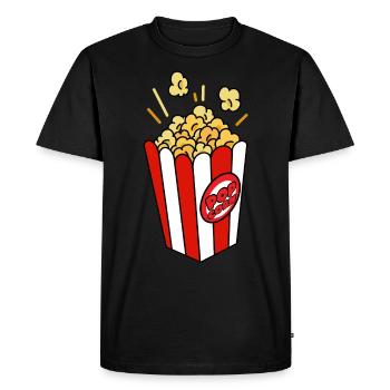 Popcorn saying funny retro carnival - Men's Premium Organic T-Shirt - black - Front - Nico (187cm)